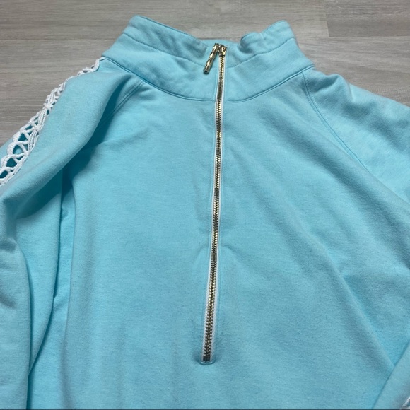 Lilly Pulitzer Skipper Solid Popover Light Blue 1/4 Zip Size Medium - Picture 4 of 11